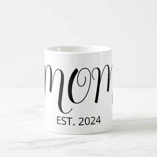 Taza De Café Mom Established Big Script New Mom Gift  (Centro)