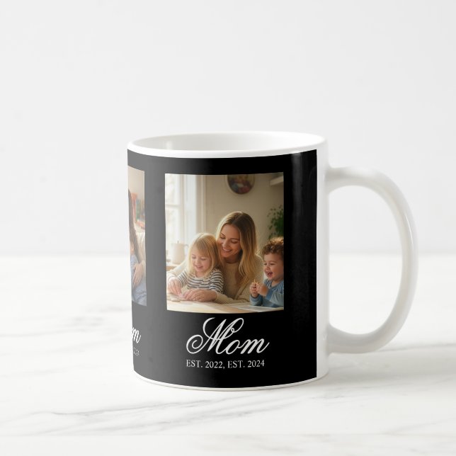 Taza De Café Mom Established Black Elegant Script 3 Photo (Derecha)