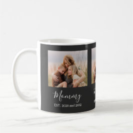 Taza De Café Mom Established Elegant Photo Script Black