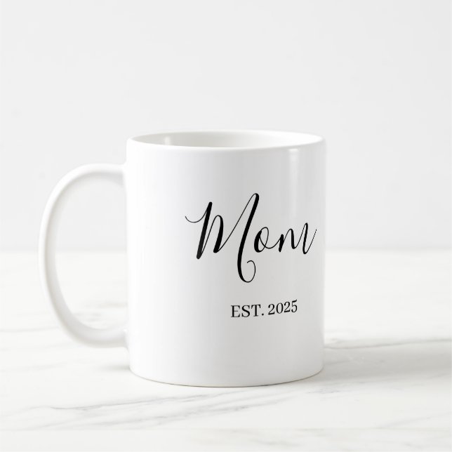 Taza De Café Mom Established New Mom Gift Minimalist (Izquierda)