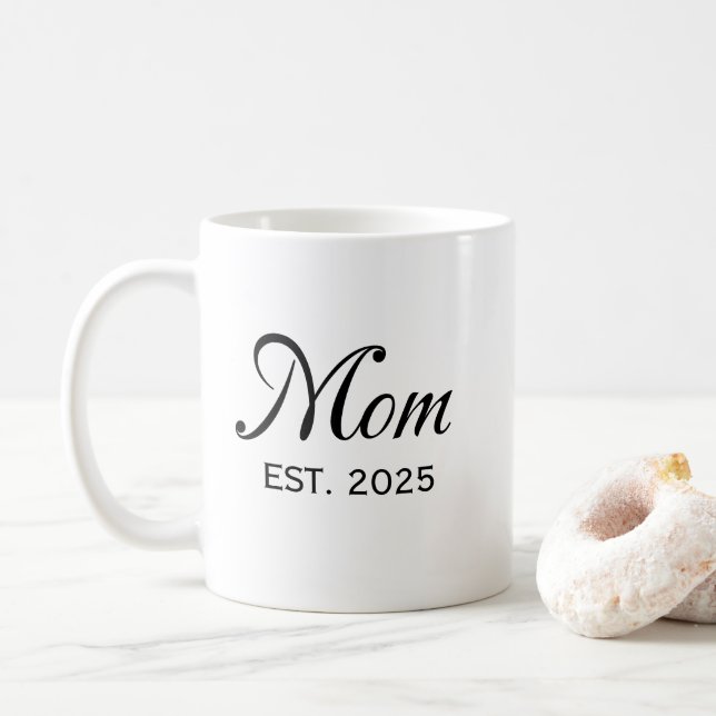 Taza De Café Mom Established New Mom Gift Personalized Est (Con donut)