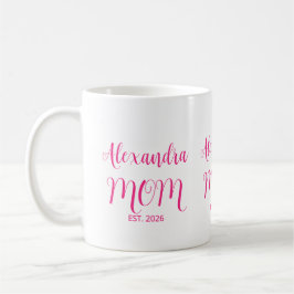 Taza De Café Mom Established Pink Script Name Two-Tone Coffee