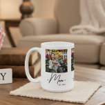 Taza De Café Mom Established Script 3 Photo White<br><div class="desc">Black White Mom Established Script Black 3 Photo Design. Replace the photos with your own of your kids and change the years to the years you became a mom. Created by Simply Farmhouse Press.</div>