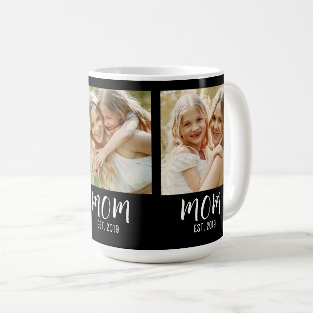 Taza De Café Mom Established Script Black 3 Photo  (Anverso derecho)