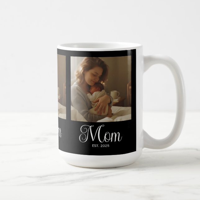 Taza De Café Mom Established Script Black 3 Photo (Derecha)