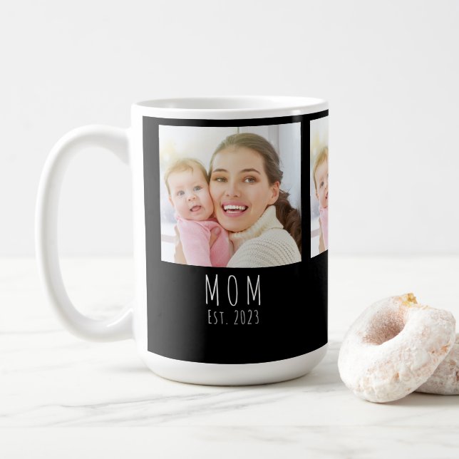 Taza De Café Mom Established Script Black 3 Photo  (Con donut)