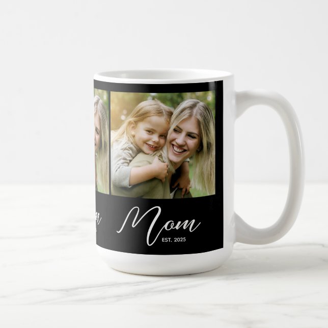 Taza De Café Mom Established Script Black 3 Photo (Derecha)