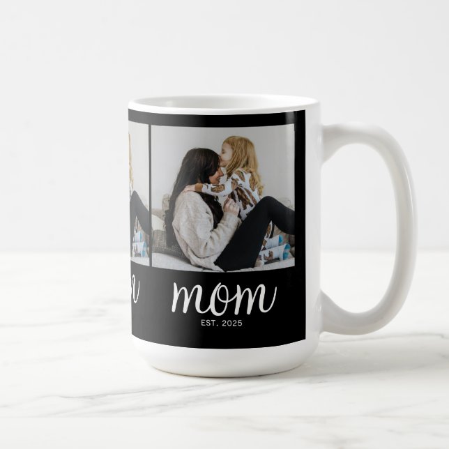 Taza De Café Mom Established Script Black 3 Photo (Derecha)
