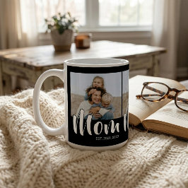 Taza De Café Mom Established Script Black 3 Photo