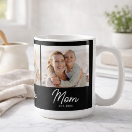 Taza De Café Mom Established Script Black 3 Photo