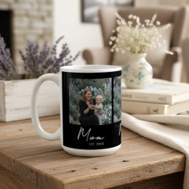Taza De Café Mom Established Script Black 3 Photo