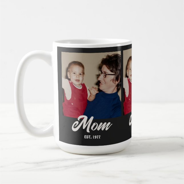 Taza De Café Mom Established Script Black 3 Photo (Izquierda)
