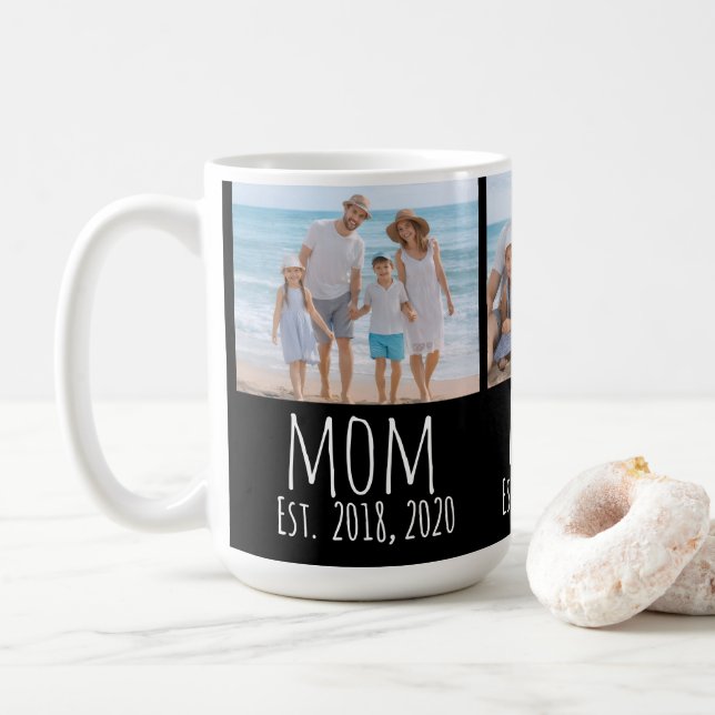 Taza De Café Mom Established Script Black 3 Photo  (Con donut)