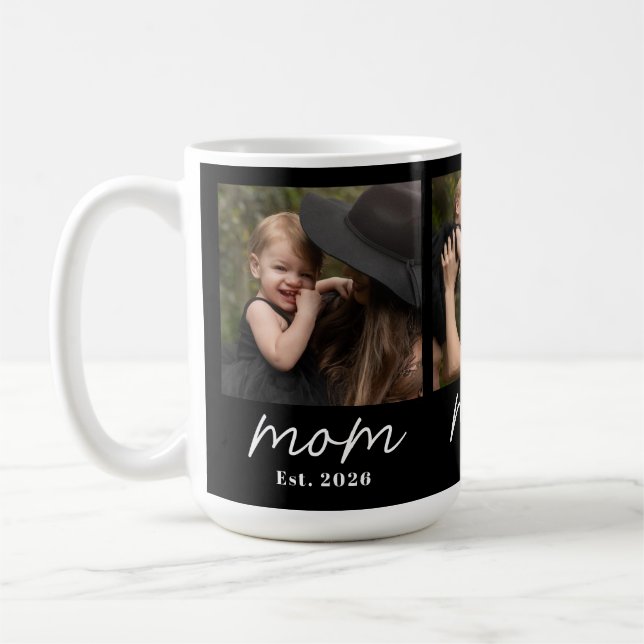 Taza De Café Mom Established Script Black 3 Photo  Coffee Mug (Izquierda)