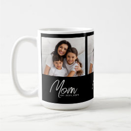Taza De Café Mom Established Script Black 3 Photo Coffee Mug