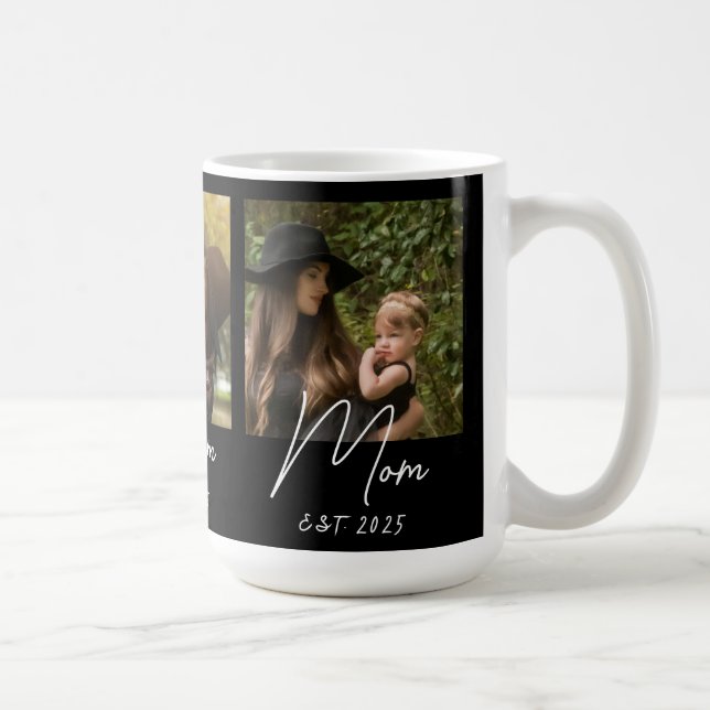 Taza De Café Mom Established Script Black 3 Photo  Coffee Mug (Derecha)