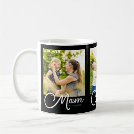 Taza De Café Mom Established Script Black 3 Photo Coffee Mug