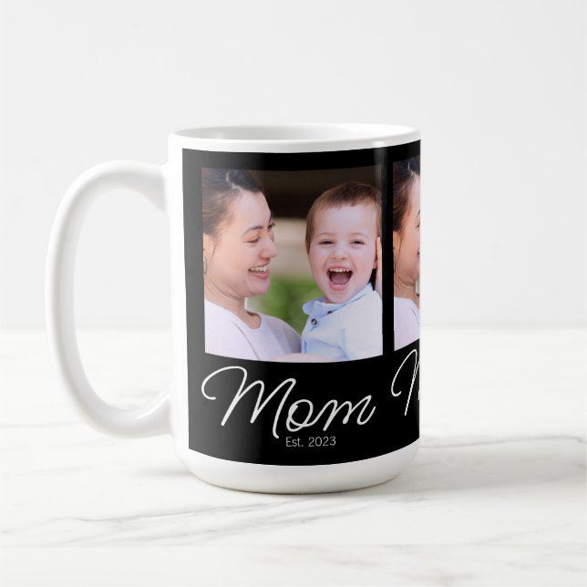 Taza De Café Mom Established Script Black Photo (Izquierda)