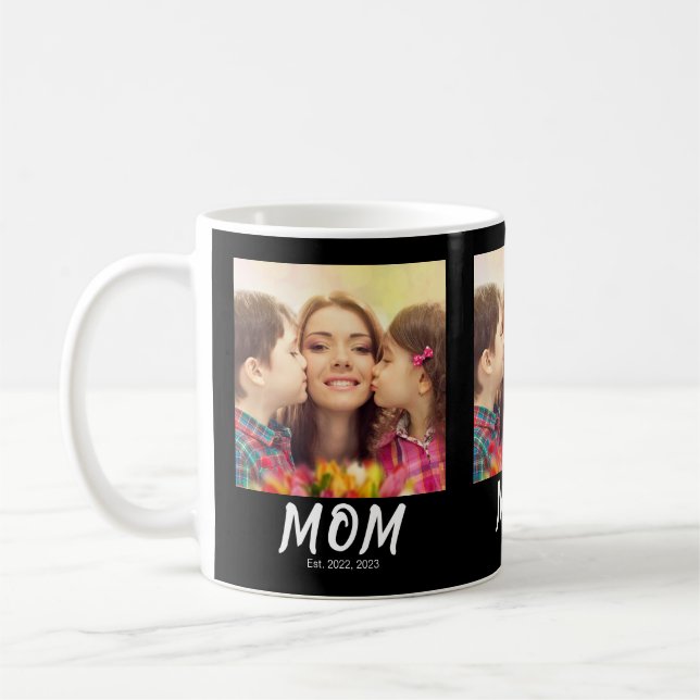Taza De Café Mom Established Script Black Photo (Izquierda)