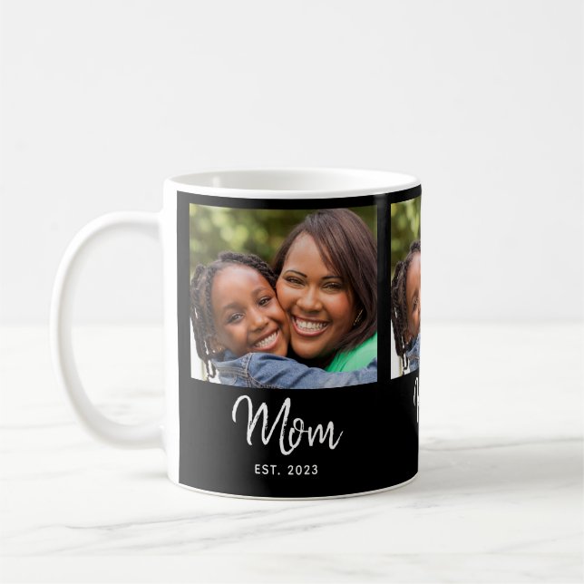 Taza De Café Mom Established Script Black Photo (Izquierda)