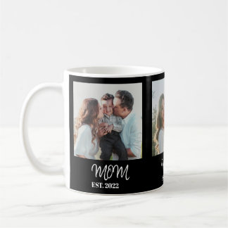Taza De Café Mom Established, White Script, 3-Photo Coffee Mug
