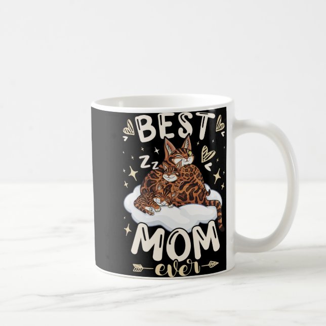 Taza De Café Mom Ever, Bengal Cat 2 Kittens, Mother's Day, Moth (Derecha)
