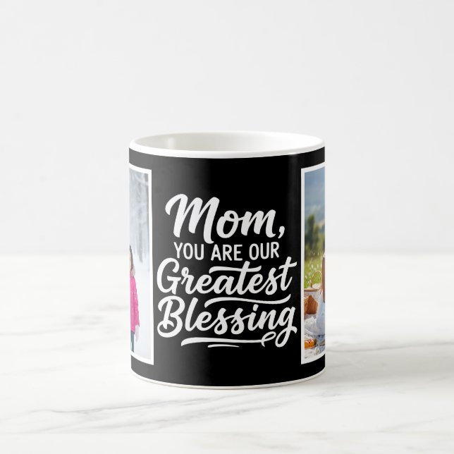 Taza De Café Mom Greatest Blessing Brush Script 2 Photo Black (Centro)