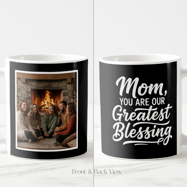 Taza De Café Mom Greatest Blessing Custom 1 Photo Simple Black (Subido por el creador)