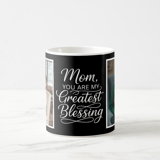 Taza De Café Mom Greatest Blessing Heartfelt 2 Photo Black (Centro)