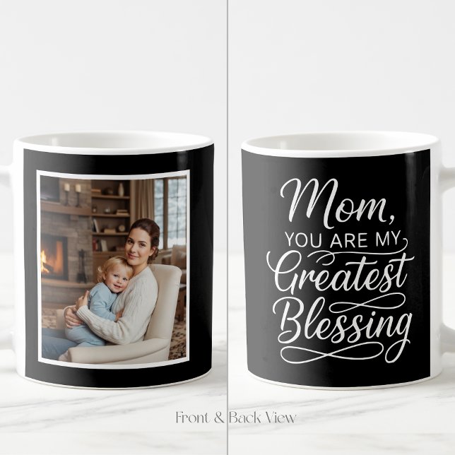 Taza De Café Mom Greatest Blessing Heartfelt Easy 1 Photo Black (Subido por el creador)