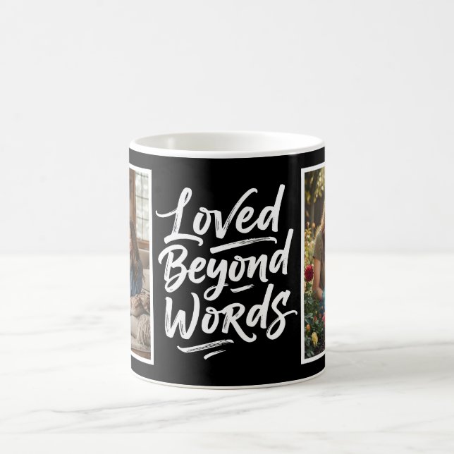 Taza De Café Mom Loved Beyond Words Custom 2 Photo Black (Centro)