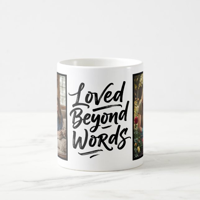 Taza De Café Mom Loved Beyond Words Custom 2 Photo Minimalist (Centro)