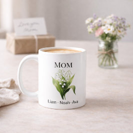 Taza De Café Mom May Birth Flower with Kids Names