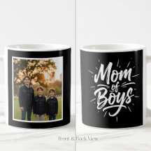 Mom of Boys Brush Script Custom 1 Photo Black