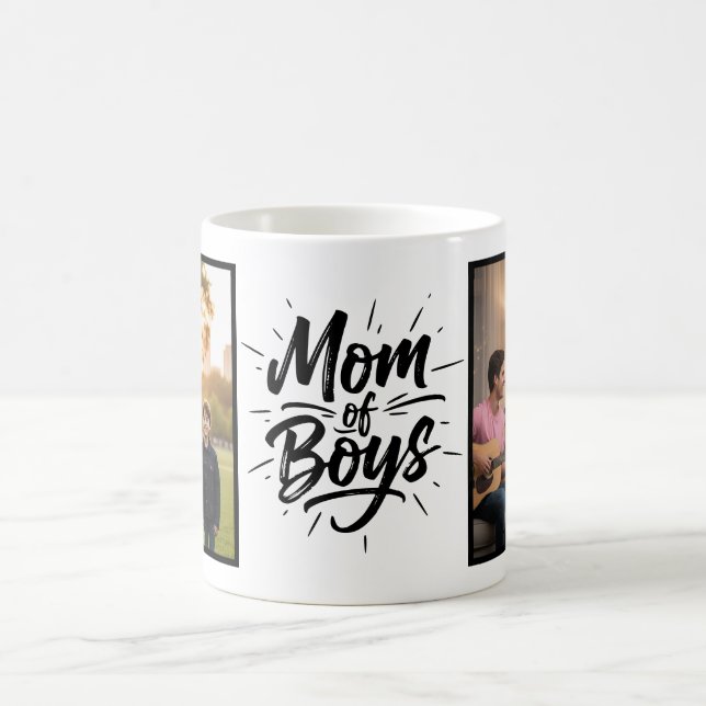 Taza De Café Mom of Boys Brush Script Two Photo (Centro)