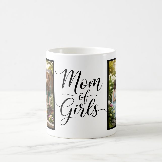 Taza De Café Mom of Girls Elegant Modern Script 2 Photo (Centro)