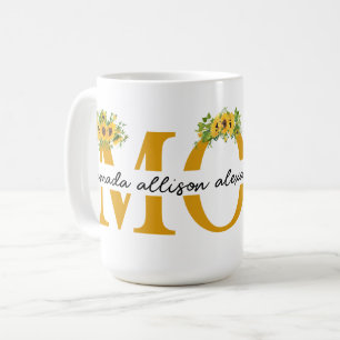 Taza De Café MOM Personalizado Girasol con nombres de niños