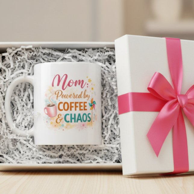 Taza De Café Mom Powered by Coffee & Chaos Mug (Subido por el creador)