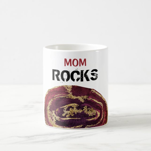 Taza De Café *~* MOM Rocks Agate Gold Purpurina Lapidary (Centro)