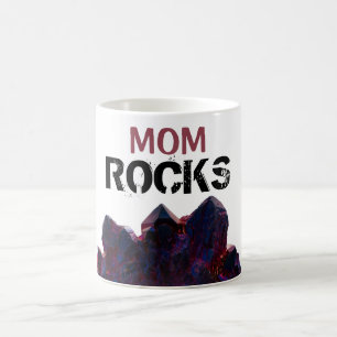 Taza De Café *~* MOM ROCKS Crystones púrpuras lapidarios