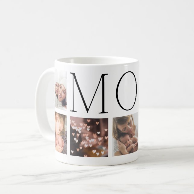 Taza De Café MOM texto elegante moderno Multi 7 Photo (Anverso izquierdo)
