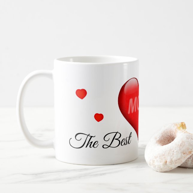 Taza De Café Mom - "The Best" with hearts (Con donut)