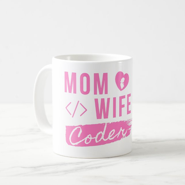 Taza De Café MOM WIFER CODER - CODER MOM T-Shirt (Anverso izquierdo)