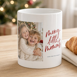 Taza De Café Momentos Alegres Navideños Foto en Rojo Script