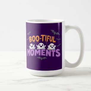 Taza De Café Momentos Boo-Tifulos Fantasmas y Murciélagos Lindo