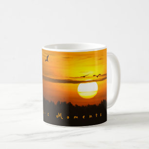 Taza De Café Momentos románticos grullas al amanecer foto con t