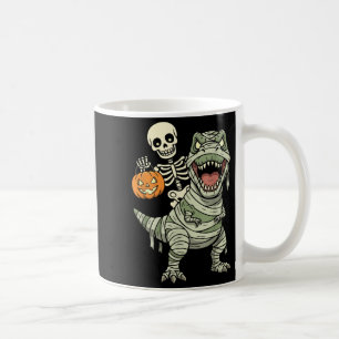 Taza De Café Momia de esqueleto montando dinosaurio T Rex Hallo