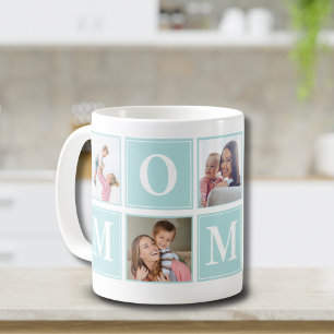 Taza De Café Mommy Collage Script 5 Photos for Mom Green