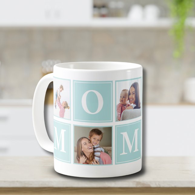 Taza De Café Mommy Collage Script 5 Photos for Mom Green (Subido por el creador)