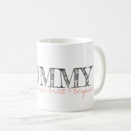 Taza De Café MOMMY Kids Nombres Mantener la tipografía moderna